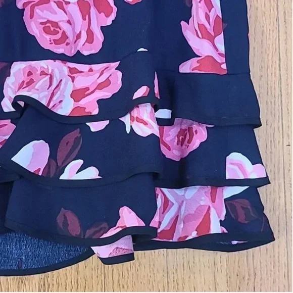 Kate Spade pink black Rambling Roses Rosa Ruffle Shift Dress size large nwot - Picture 11 of 16